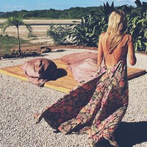 Free People Flowy Maxi Dress Beach/Tropical Print
